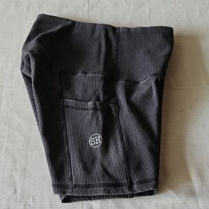 Black Striped Women Shorts